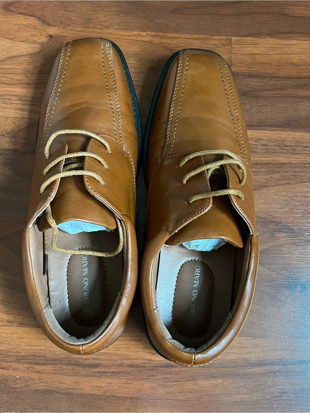Bruno Marc Men's Lace-Up Dress Shoes in Tan Leather